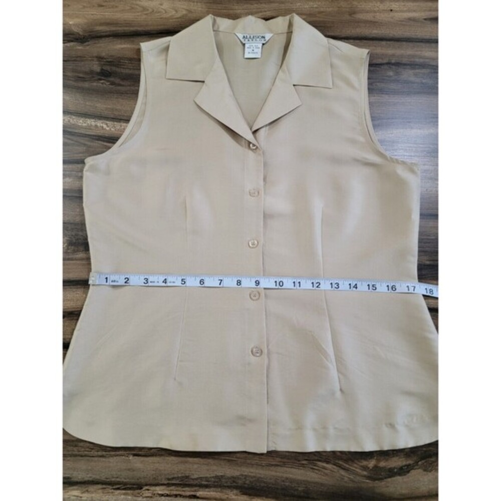ALLISON TAYLOR 100% Silk Sleeveless Button Up Shirt Blouse Womens Size Medium - Picture 11 of 11